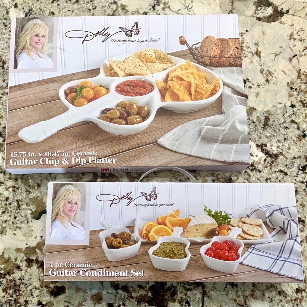 Guitar Platter & 4 piece Condiment Set
